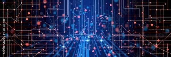 Fototapeta Abstract digital background with seamless cyber lines pattern, communication, digital, internet