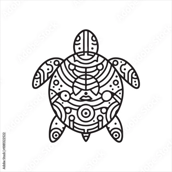 Obraz Minimalist Abstract Turtle Coloring Page with Artistic