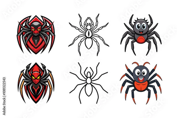 Fototapeta Spider vector, and Logo Color Vector Bundle – Detailed Spider Illustrations