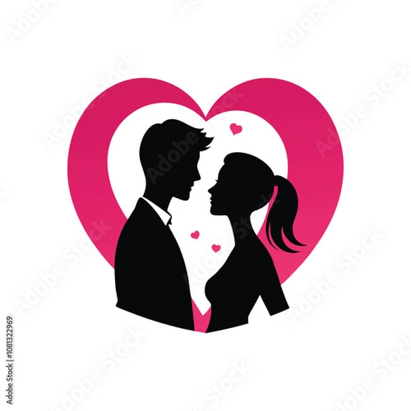 Obraz silhouette of bride and groom kissing