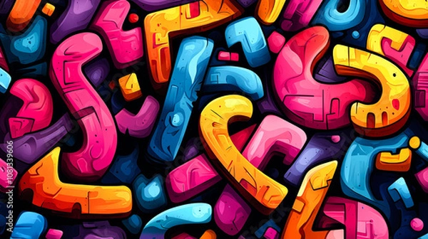 Fototapeta Abstract colorful graffiti pattern.