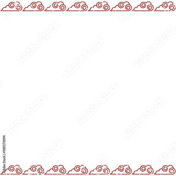 Fototapeta かすれた表現の中華風フレーム背景、グランジ、ヴィンテージ、雲の模様、正方形サイズ