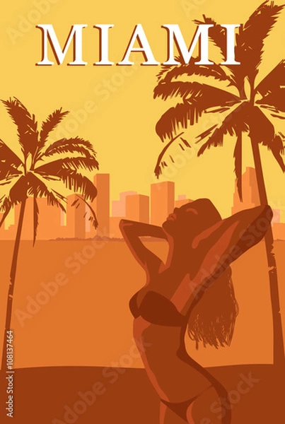 Obraz Welcome to Miami retro poster