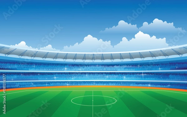 Fototapeta Soccer stadium with fans waiting for the game to start. Eps vector file. 