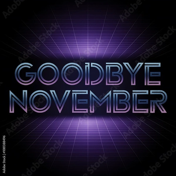 Obraz 80s Retro Style Goodbye November Text with Grid Background
