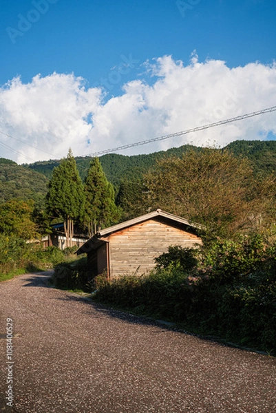Fototapeta 岐阜県馬籠中山道小屋のある風景
