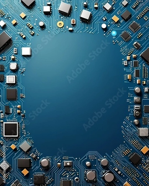 Fototapeta Circuit board background. Electronics engineering presentation background