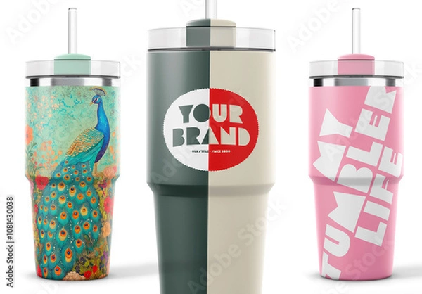 Fototapeta 14oz Tumbler Mockup – Realistic Photoshop Template with Customizable Layers, Inspired Design