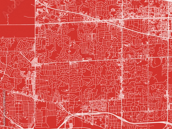 Fototapeta Christmas Map of Schaumburg  Illinois, USA in Snowy White on Festive Red Background.