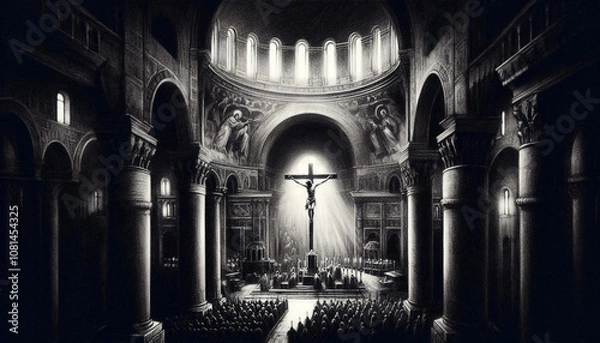 Obraz 線画風の教会