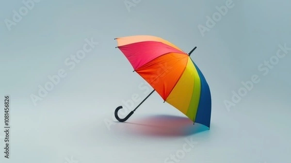 Obraz A colorful umbrella on a plain gray background representing protection and inclusion, Emphasizing the shelter and safety offered to everyone, minimalistic style