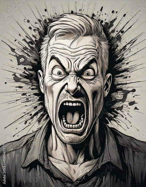 Fototapeta Angry man screaming. 