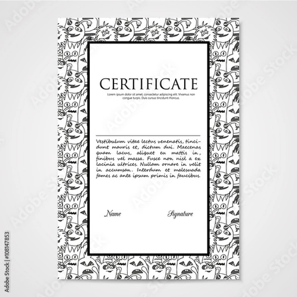 Obraz Graphic design template document with abstract monsters.