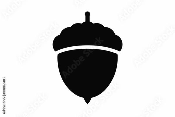 Fototapeta acorn silhouette vector, acorn vector icon, hazel nut black icon vector 
