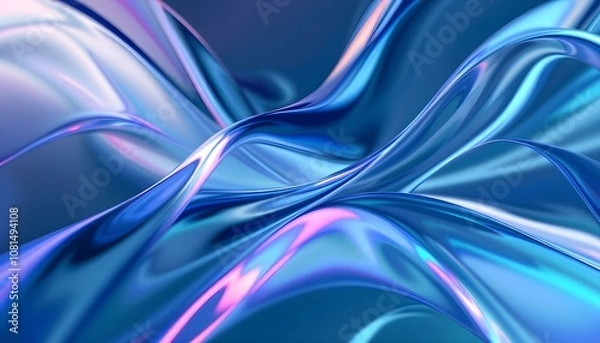 Fototapeta 3d illustration of a classic blue abstract gradient background with lines printed from the wave's modern graphic texture geometric pattern. Abstract background with blue wave