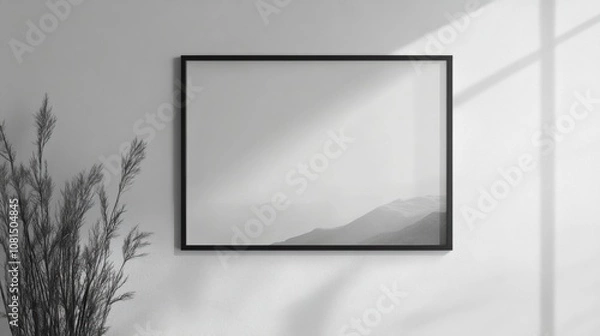 Fototapeta Black frame mockup in modern interior background.