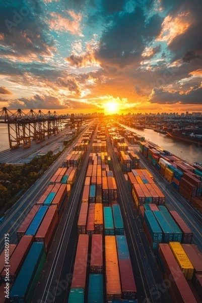 Fototapeta A new international trade agreement boosts exports for several countries, Generative AI 