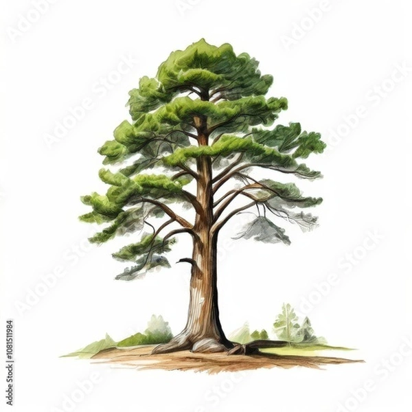 Fototapeta the AI Image Generator, redwood tree isolated on white