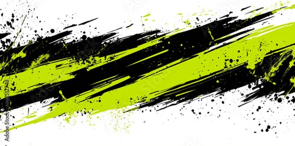 Fototapeta neon green and black grunge background with dynamic splashes