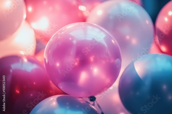 Fototapeta Close-up of colorful balloons with a soft, blurred background.
