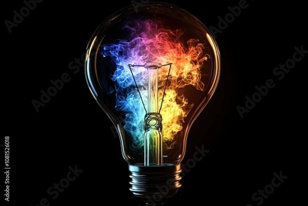 Obraz Illuminate your space with a transparent lightbulb filled with colorful glowing flames