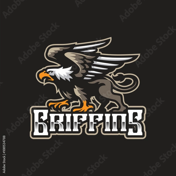 Obraz Griffin mascot logo design vector. Angry griffin illustration for sport team.