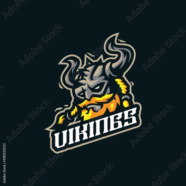 Fototapeta Vikings mascot logo design vector. Vikings head illustration.