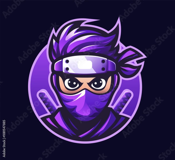Fototapeta Ninja logo template in gradient vector