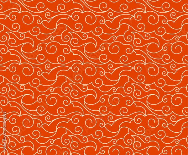 Obraz Red clouds background Japanese seamless pattern vector