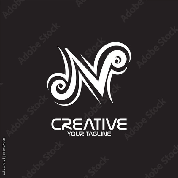 Obraz UNIQUE AND SIMPLE LETTER N LOGO TEMPLATE