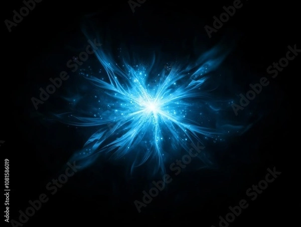 Fototapeta A cool icy blue flare with a sparkling center and soft glow, ideal for a winter or cosmic theme, icy blue flare