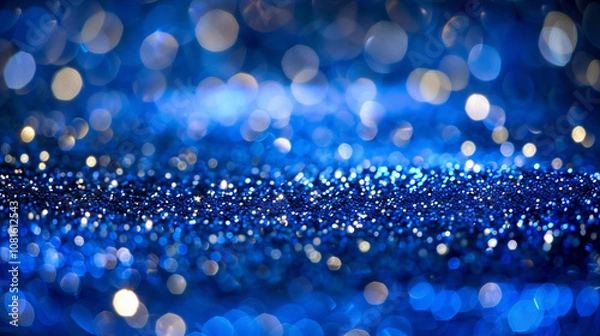 Fototapeta Abstract Blue Bokeh Light Background with Sparkling Circles