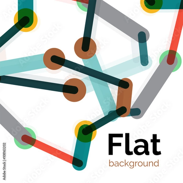 Fototapeta Colorful connected lines on white - abstract background