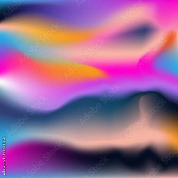 Fototapeta Holographic background with rainbow iridescent strains. Illustration of color interference.