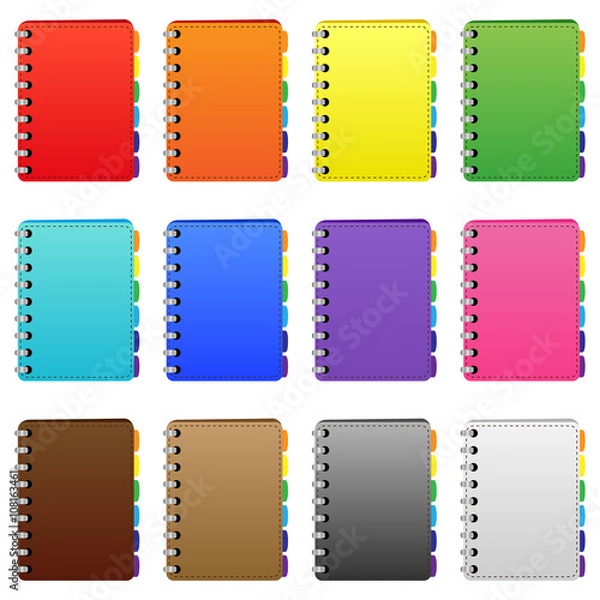 Fototapeta Set of coloured diarys