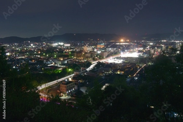 Obraz 亀島山から見える夕暮れ　玉島方面
