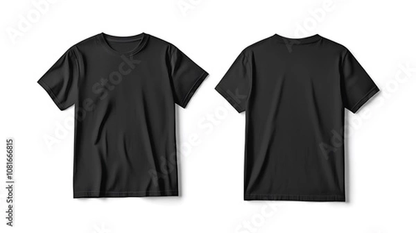 Obraz black t shirt front and back on a white background