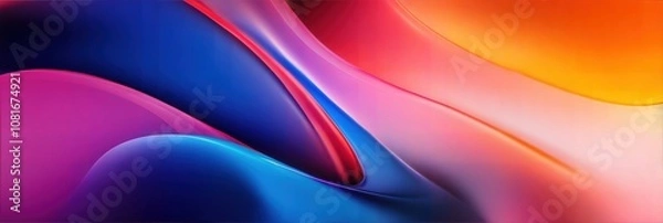 Fototapeta  abstract smooth curves in shades of blue, pink, and orange, evoking a sense of motion and fluidity.