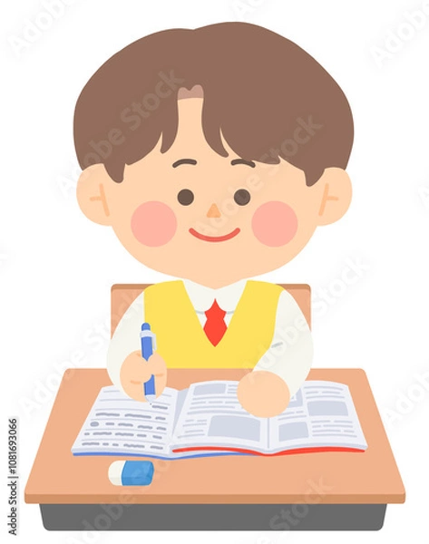 Fototapeta 학교에서 수업중인 남학생