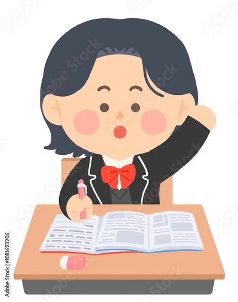 Fototapeta 학교에서 수업중인 여학생