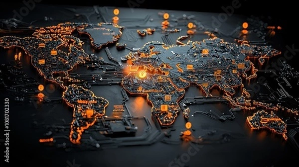 Fototapeta Connecting the world digital lines mapping global standards international infographic tech environment global perspective digital connectivity