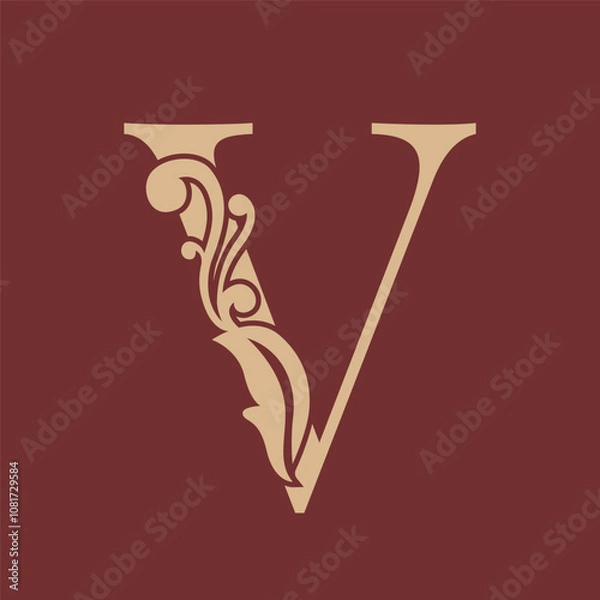 Obraz Letter V luxurious initials logo