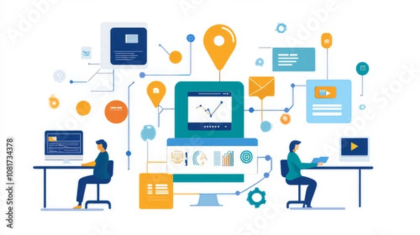 Fototapeta A business consulting with an IT service provider to enhance their digital infrastructure and streamline workflows