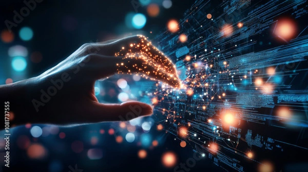 Fototapeta An AI system analyzing customer behavior patterns in real-time, generating insights for a marketing team to refine strategies and boost engagement