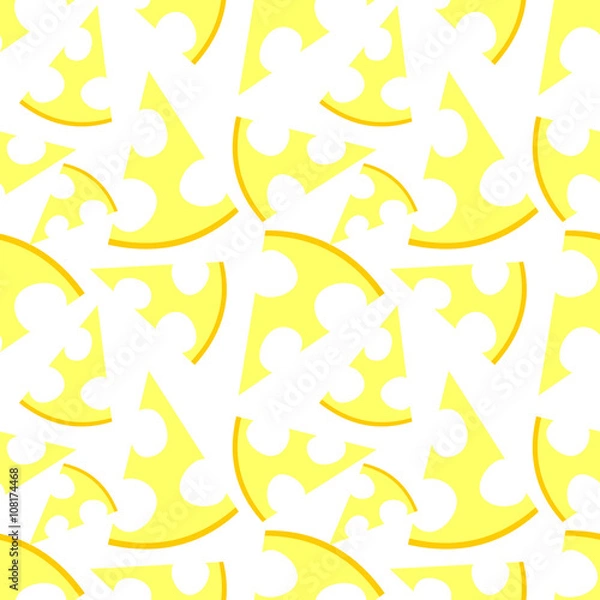 Fototapeta Seamless vector pattern with cheese on the white background. Series of Food and Drink Seamless Patterns.