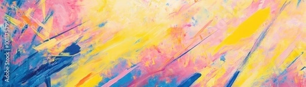 Fototapeta A vibrant abstract painting with bright colors and dynamic brush strokes.