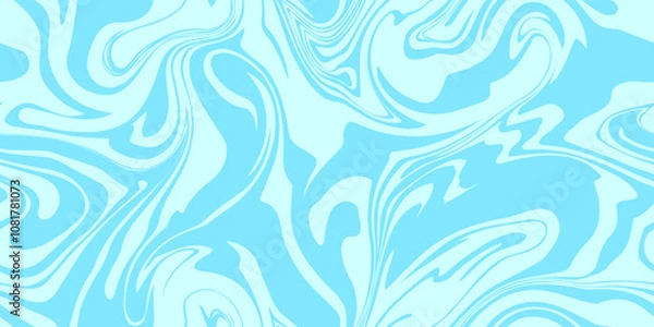 Obraz Blue marble acrylic swirl seamless pattern, water texture, watercolor marble background. 1970s trippy seamless pattern.