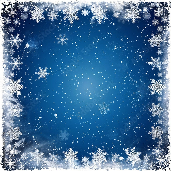 Fototapeta Christmas background with snowflake border 