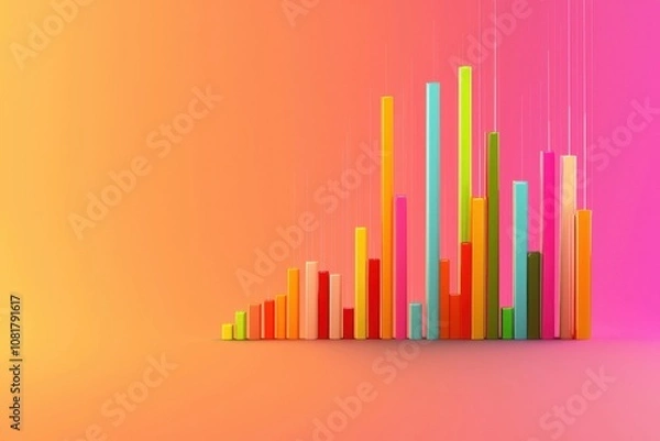 Obraz Data visualization growth business statistics infographic design colorful environment isometric view performance insights