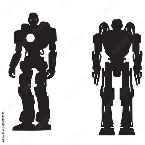 Obraz Robot Silhouette - Robot hands image - robot face - robot icon body vector image 